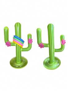 1/2 Set Inflatable Cactus Ring Toss Game, Durable PVC Pool & Beach Party Toy, Outdoor Water Throwing Game For Backyard Wedding Birthday Holiday Gift - Multicolor - View 5
