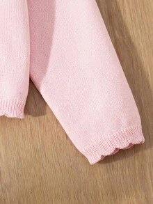 Blossori Young Girls Cardigans Autumn/Winter Red Fitted Round Neck Sweater Jacket - Pink - View 5