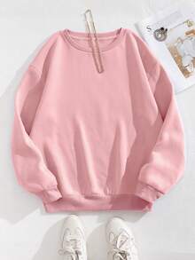 INAWLY Thermal Lined Crew Neck Sweatshirt,Long Sleeve Tops Graduation,Back To School,Graduation,Teacher For Women,Back To School Pullover Fall Sweatshirt - Baby Pink - View 1
