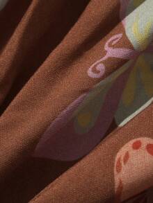 DAZY Round Neck Butterfly Pattern Short Sleeve Loose A-Line Maxi Dress For Tween Girls, Loungewear Summer - Brown - View 7