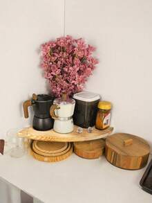 Wooden Corner Shelf - Multifunctional Retro Display Rack, Suitable For Kitchen, Coffee Bar, Farmhouse Decor, Bathroom And Dining Room, Space-Saving Small Item Storage Rack - Khaki - View 3