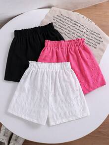 Tween Girl Solid Color Pleated Casual Versatile Daily Outing Shorts - Multicolor - View 2