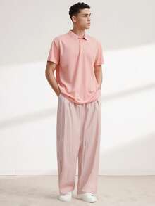 Driftmere 2026夏季男士男友風 Polo 衫－快乾絲般領口｜尺寸範圍 (XS-XXL)｜超輕量透氣，適合高爾夫/戶外/商務/休閒場合運動健身房鍛鍊 - 粉色 - 查看 6