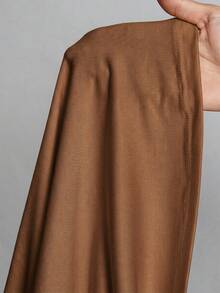 SHEIN Tall 簡約純色修身高領白色上衣，適合秋冬，高個女性 - 摩卡棕 - 查看 8