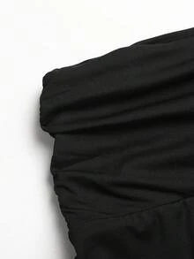 SHEIN 青少年女孩 針織黑色休閒緊身內搭褲 - 黑色 - 查看 4