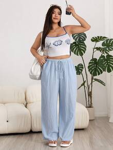Solflare Pantalones de talla grande de unicolor versátiles y casuales para el verano - Multicolor - Ver 5