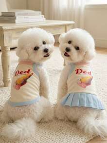 PETSIN 1PC New Cartoon Pet Vest, Spring Summer Clothes For Small Dogs Cats Teddy Pomeranian Poodle - Baby Blue - View 3