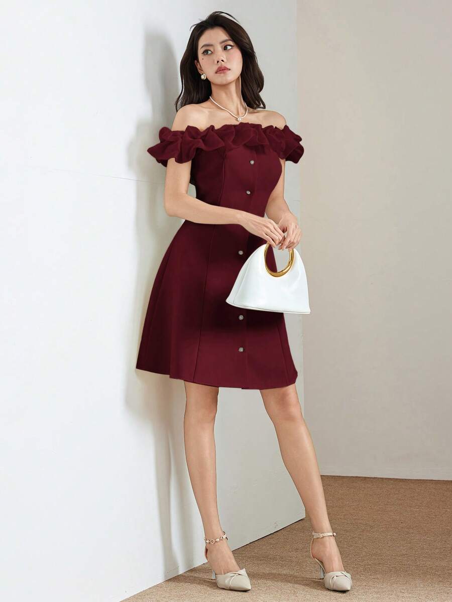 Heiryn Women's Off-Shoulder Sweet Elegant Mini Dress For Party