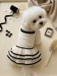 PETSIN 1PC Summer New Thin Mesh Suspender Dress, Anti Shedding Jumpsuit Skirt For Dogs Cats Teddy Bichon Pomeranian - Beige - View 2