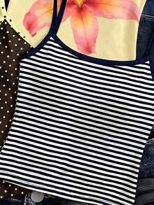 Áo tank top ôm sát dây mảnh phong cách tối giản thường ngày cho bé gái tuổi teen, họa tiết hoa, áo mùa hè - Nhiều màu - Xem 4