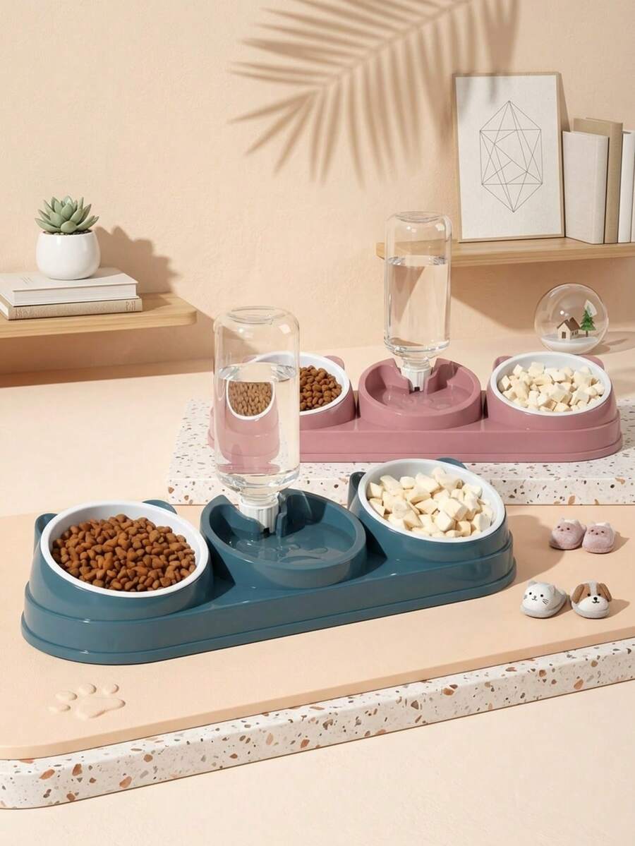 PETSIN 2合1貓糧餵食器與飲水器套組,配備乾濕糧分離結構,採用堅固塑料材質製成,易於清潔,專為保護寵物頸部設計,此餵食器與水碗組合適用於貓和小型犬,是為多隻寵物提供充足水分和均衡飲食的完美選擇 - 500ml - 查看 1