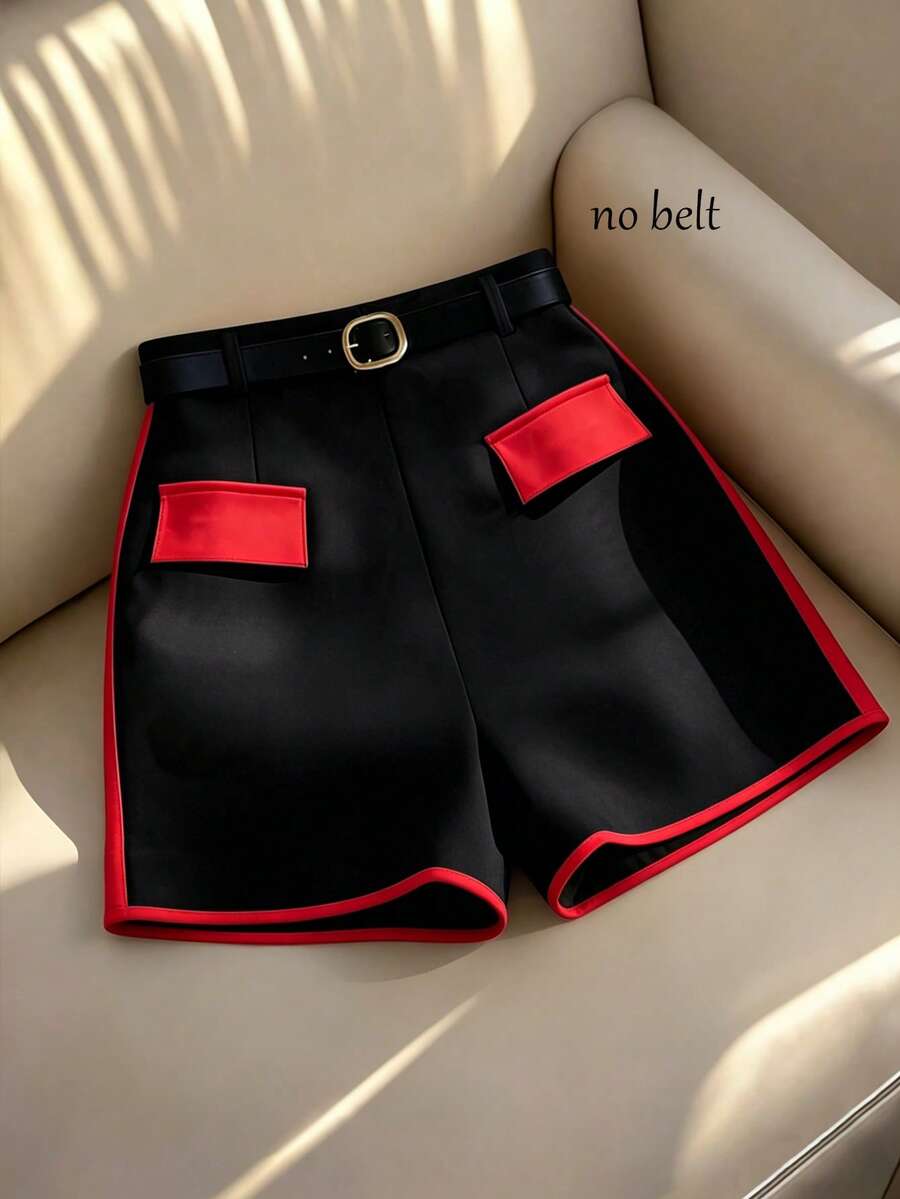 Franclia Elegant Women's Shorts, High-Waisted Casual Versatile Black ...