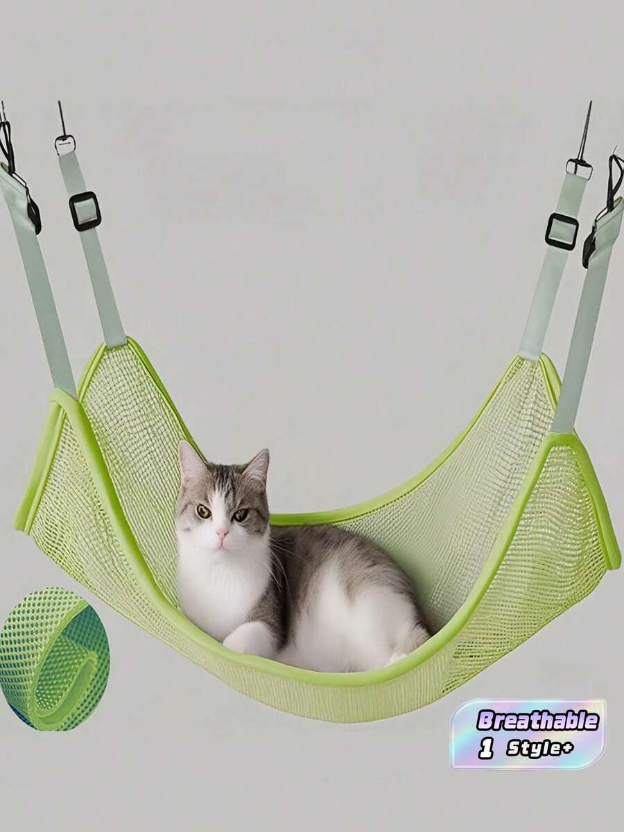 1PC 4 Seasons Pet Hammock Breathable Mesh Cat Bed Summer Hanging Bed For Cage Adjustable Cat Swing Hanging Pouch Small Animal Sleeping Nest - one-size - View 1