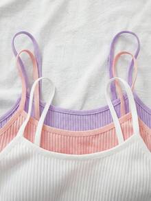SHEIN 青少年女孩黑白粉簡約休閒加厚親膚舒適內衣學生胸罩3件組 - 彩色 - 查看 5