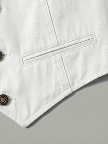 Sweetra Sophisticated Elegant Women's Denim Outfit For Outings - White - View 6