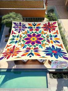 1 Stück Boho-Mandala-Muster Farbverlauf Outdoor-Sonnenschutzvorhang, einfach zu installieren und zu verstauen, für Garten, Terrasse, Poolbereich, ohne Stange, UV-beständig, Sommer-Essential, Must-Have - A - Übersicht 1