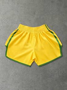 ROMWE MEN Street Life World Cup Men's Brazil Color Boxer Shorts - Yellow - View 2