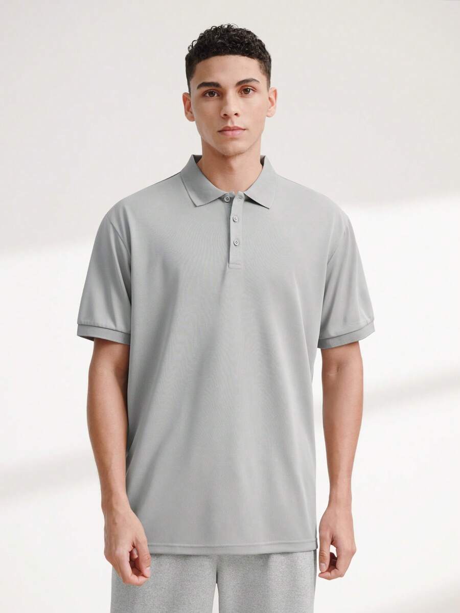 Men's Golf Polo Shirt, Fashion Business Casual Printed Short Sleeve Polo With Button Design Summer Sports