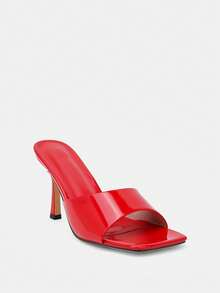 Glitzique Giày sandal cao gót màu đỏ mỏng thời trang dành cho nữ, giày cao gót đế nhọn. - Đỏ - Xem 5