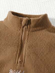 SHEIN Young Boy Autumn/Winter Casual Sweatshirt And Sweatpants 2 Pieces Set - Bronze - View 3