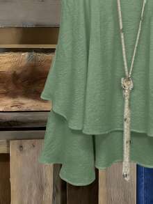 Linhara Plus-Size Woven Sexy Vacation Casual Summer Halter Tops And Vests - Green - View 5