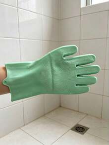 Pet Bathing Glove, Silicone Massage Brush For Dogs And Cats, Pet Bath Scrubber Supplies - Green - View 2