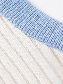 Manfinity Dauomo Men's Slim Fit White And Blue Contrast Color Crew Neck Ribbed Knit Vest Beach Holiday Autumn Casual - Multicolor - View 5