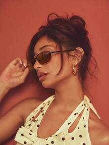 MUSERA Square Dark Tinted Glasses Spring Summer Beach Swim Festival Vacation Cute Daily - Black frame tea color - View 5