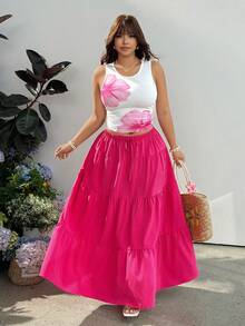 GalTyme White Sleeveless Tank Top & Maxi Skirt 2 Pieces Set Plus Size - Multicolor - View 6