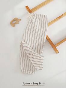 Cozy Pixies Baby Boy Colorful Striped Elastic Waist Long Pants Versatile Comfortable - Khaki - View 3