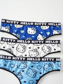 HELLO KITTY AND FRIENDS | SHEIN 女款可愛圖案字母印花丁字褲 | - 藍色 - 查看 3
