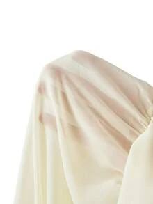 Sweetness Summer Vacation Music Festival Golf Outfit, Sweet Spicy Ruffle V-Neck Off Shoulder Chiffon Dress White Sexy - Beige - View 12