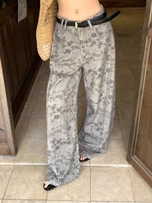 DAZY Pantalon long droit ample taille moyenne pour femme, style complet, effet gris, avec tops mignons, pour sortir en soirée, été, street - Gris - Voir 6