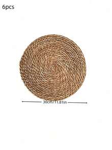 1/4/6PCS Handwoven Braided Rustic Boho Round Placemats Charger Plates Farmhouse Winter Holiday Dining Table Kitchen Home Decor Table Setting Rustic Boho Tableware Set - Multicolor - View 18