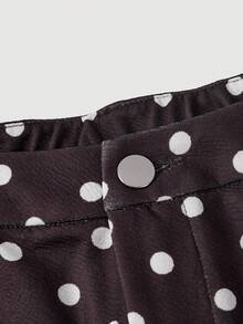 SHEIN MOD 女款波點休閒百搭日常外出長褲 - 黑與白 - 查看 5