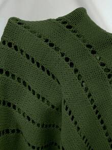 Weeklong Cárdigan casual de punto de manga corta y unicolor para mujer de talla grande - Verde militar - View 6