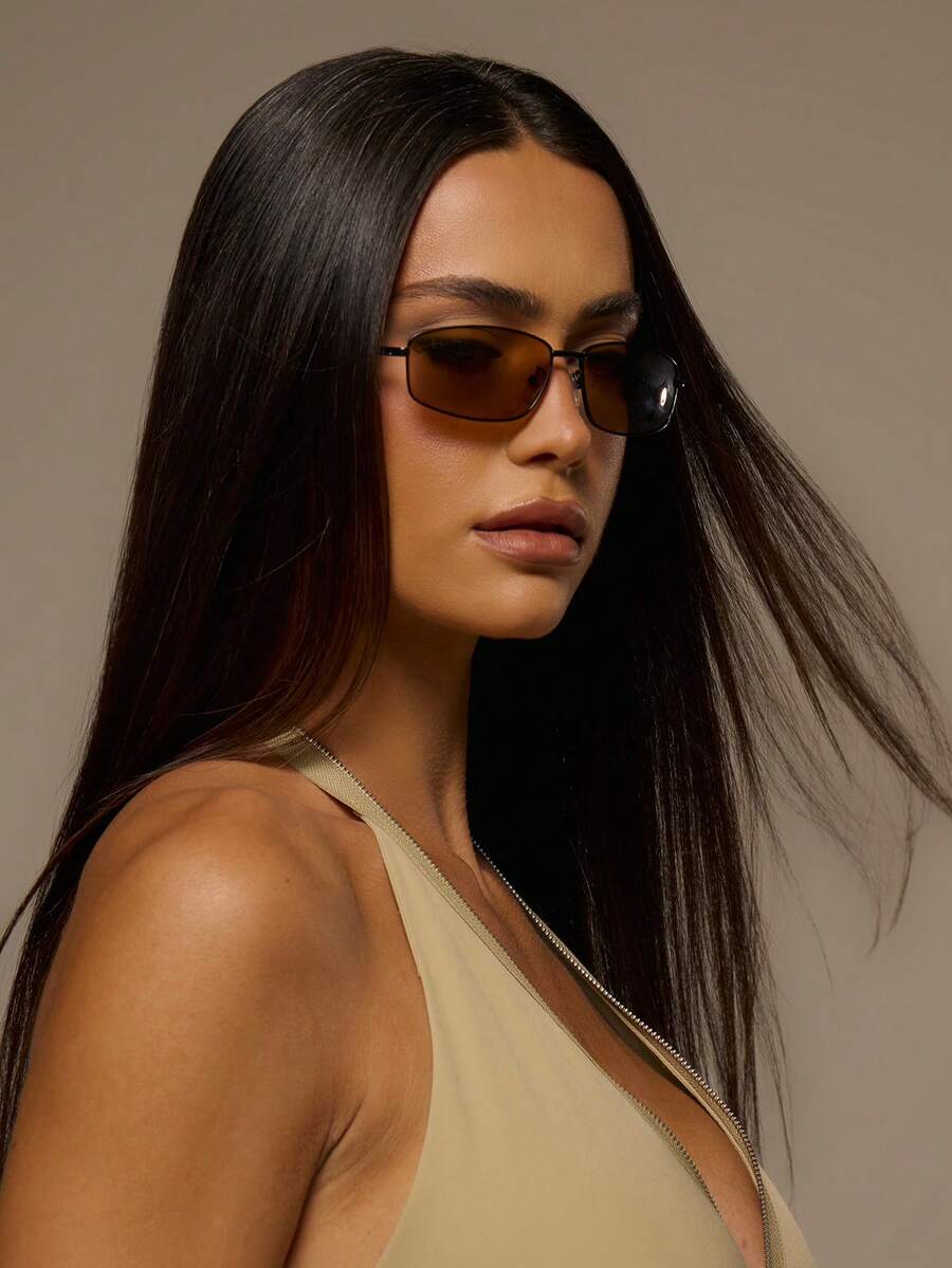 MUSERA Square Dark Tinted Glasses Spring Summer Beach Swim Festival Vacation Cute Daily - Black frame tea color - View 1