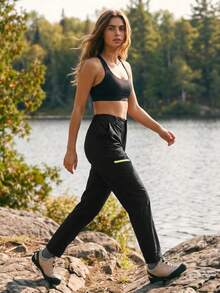 WanderVale Contrast Tape Outdoor Pants For Dailywear Sports - Black - View 2