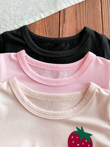 Genkimix Kids 3套6件組女嬰Y2K可愛時尚羅紋愛心蝴蝶結粉色T恤上衣喇叭褲套裝 柔軟舒適 2件式上衣套裝 2件式套裝 2件套套裝 海灘夏季穿搭 - 彩色 - 查看 5