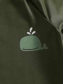 SHEIN 中性青少年男孩/女孩適用，時尚格紋長袖兩件式泳衣套裝，防曬泳裝，衝浪泳衣，適合海邊度假、游泳、衝浪 - 軍綠色 - 查看 4