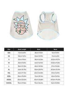 Rick and Morty X SHEIN 1件 Rick Sanchez 寵物背心，四季透氣無袖狗貓背心，趣味卡通臉印花小狗上衣，多尺寸 XXS-XXXXXL 適用於小型中型大型狗 & 貓，寵物主人 & 科幻迷的完美禮物 - 灰色 - 查看 5