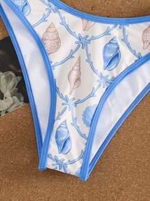 Swim Mod Women's Seashell Print Bikini Set With Bra And Triangle Bottoms For Beach Vacation - Multicolor - View 5