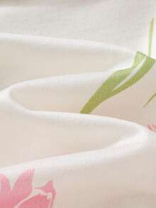 Set Pakaian Santai Bayi Perempuan Kasual Lucu Rajut Motif Bunga Warna Blok Lengan Panjang Atasan dan Celana - Baby Pink - View 3