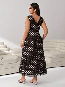 Solflare Vestido de fiesta elegante vintage de los años 50 para mujer talla grande con lunares y ribete de encaje, color marrón chocolate, para cumpleaños, cena, vacaciones, invitada de boda y días festivos de verano - Multicolor - Ver 2