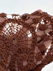 Brillora Cardigan Rajut Lengan Panjang Kancing Tunggal untuk Wanita, Cocok untuk Pantai - Coklat - View 8