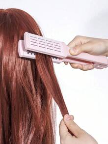 1 pieza Peine de doble cara en forma de V rosa para alisar cabello rizado, uso dual, reduce puntas abiertas, herramienta de peluquería para mujeres, viaje, hogar, barbería, salón, cepillo de cuidado del cabello esencial, peine desenredante, cepillo para bordes - Rosa - Ver 9