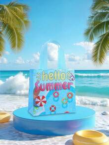 6 18PCS Large Capacity Blue Summer Pool Party Theme Reinforced Handles Reusable Easy Clean Cool Feeling Tote Gift Bag For Birthday Beach Party Summer Shopping Daily Storage Essential - 9057 - View 8