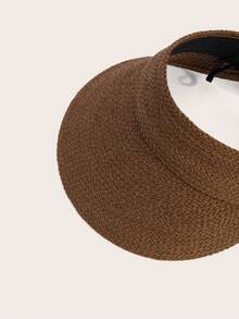 Enchnt 1 pieza Sombrero visera de paja de rafia, color té - Marrón - Ver 4