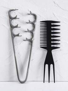 2/3pcs Set Of Texture Comb, Increased Volume Wide Tooth Hair Comb, Fluffy Wide Tooth Curly Hair Comb, Men'S Texture Styling Comb Increased Volume, Double-Sided Tail Wide Tooth Texture Comb, Unisex Hair Styling Tool - Black - View 15