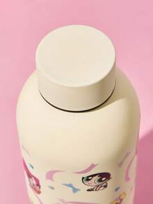 THE POWERPUFF GIRLS X SHEIN 500ml /16 Oz 真空隔熱不鏽鋼杯，1個防漏蓋，適用於熱飲/冷飲，適用於大多數杯架 - 米色 - 查看 3